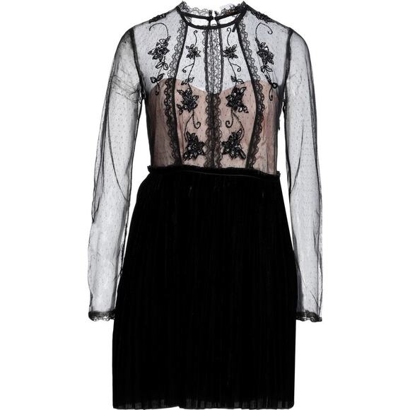 Free People Ariel Black Tulle and Velvet Mini Cocktail Dress size 8 - Picture 2 of 9